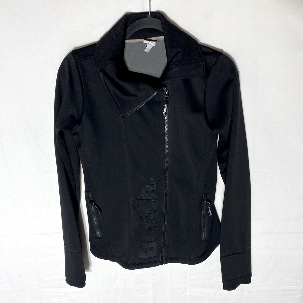 Bench Black Full Zip Mock Neck Light Activewear  Jacket W Thumb Holes M